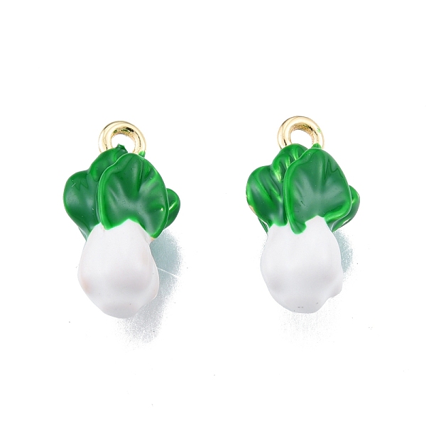 

PandaHall Brass Enamel Pendants, Real 18K Gold Plated, Cabbage Charms, White, 15.6x8.5x6.5mm, Hole: 1.6mm Brass+Enamel Vegetables White