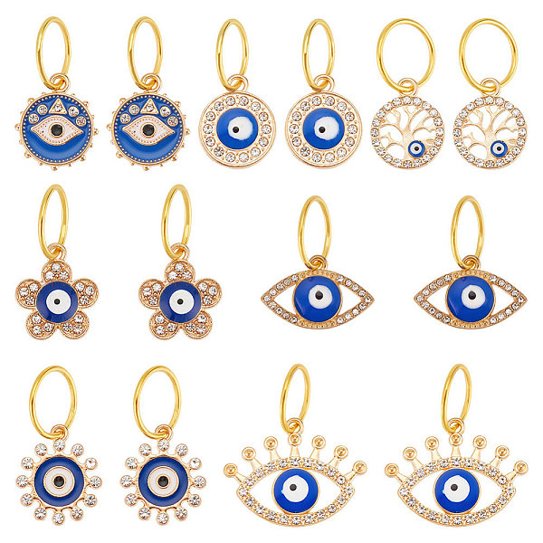 

PandaHall 14 Pcs 7 Styles Enamel Eye Pendant, Eye Charms with Crystal Rhinestone Jewelry Connectors Pendants for Jewelry Making Necklace..., Clear