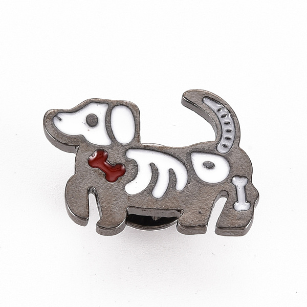 

PandaHall Rack Plating Alloy Enamel Brooches, Enamel Pins, with Brass Butterfly Clutches, Dog, Cadmium Free & Nickel Free & Lead Free..., White