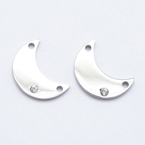 

PandaHall 316 Surgical Stainless Steel Micro Pave Cubic Zirconia Links connectors, Moon, Clear, Stainless Steel Color, 15x10.5x2mm, Hole...