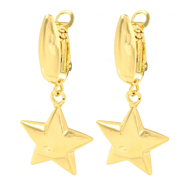 

PandaHall Rack Plating Brass Star Dangle Hoop Earrings, Long-Lasting Plated, Lead Free & Cadmium Free, Real 18K Gold Plated, 45x21mm Brass...