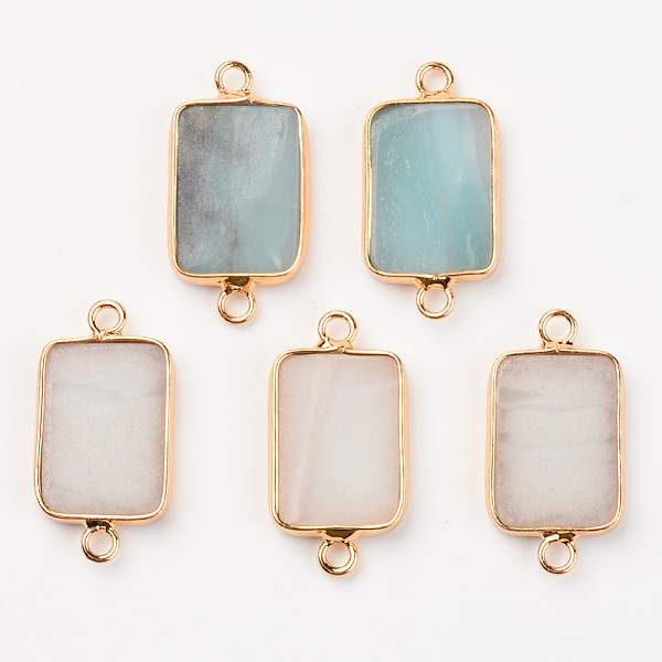 

PandaHall Natural Amazonite Links, with Light Gold Plated Edge Brass Loops, Rectangle, 28.5x15x3.5mm, Hole: 2mm Amazonite Rectangle