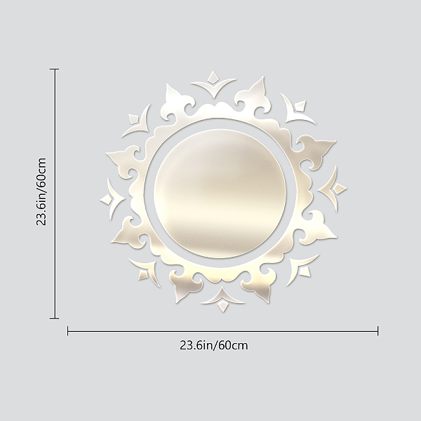 

PandaHall Custom Acrylic Wall Stickers, for Home Living Room Bedroom Decoration, Floral Pattern, Silver, 600x600mm Acrylic Flower Silver