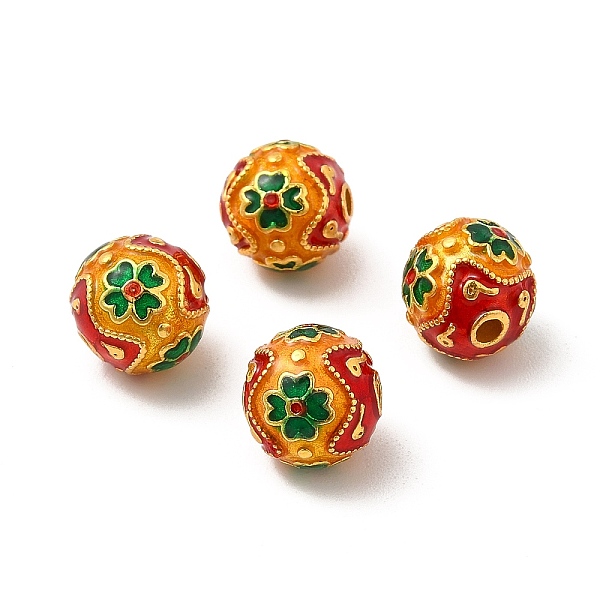 

PandaHall Alloy Beads, with Enamel, Round with Clover, Golden, Gold, 9mm, Hole: 1.8mm Alloy+Enamel Round Gold