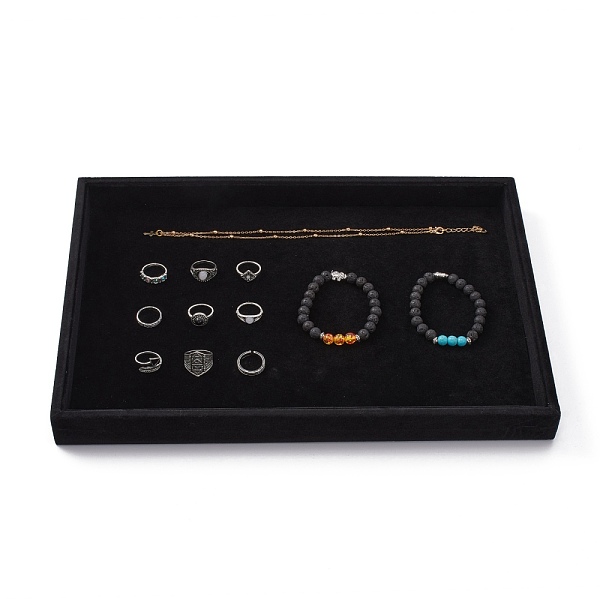 

PandaHall Synthetic Wood Jewelry Displays, Covered with Velvet, Black, 350x240x32mm Velvet Black
