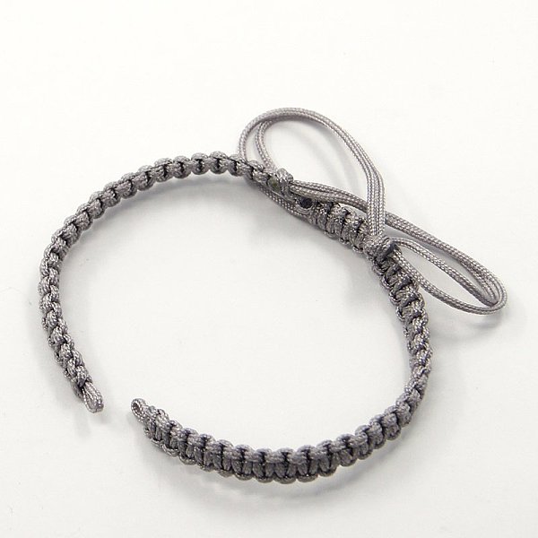 

PandaHall Braided Nylon Cord for DIY Bracelet Making, Gray, 145~155x5x2mm, Hole: 2~4mm Nylon Gray
