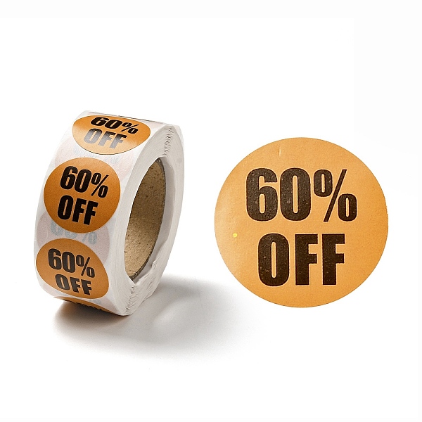 

PandaHall 60% Off Discount Round Dot Roll Stickers, Self-Adhesive Paper Percent Off Stickers, for Retail Store, Coral, 66x27mm, Stickers..., Red