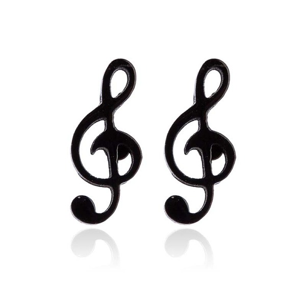 

PandaHall 304 Stainless Steel Music Note Studs Earrings with 316 Stainless Steel Pins for Women, Electrophoresis Black, 9x4mm 304 Stainless...