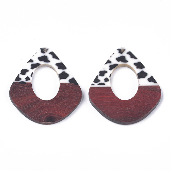 

PandaHall Printed Resin & Wood Pendants, teardrop, Creamy White, 48.5x41x3~4mm, Hole: 2mm Resin+Wood Teardrop