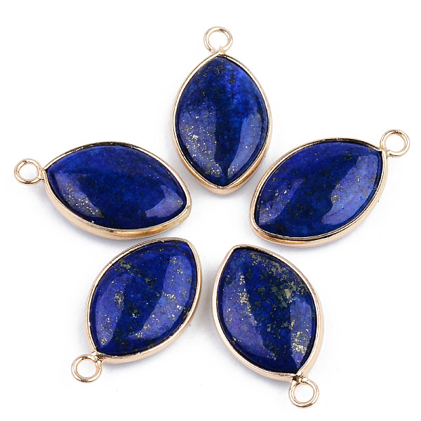 

PandaHall Natural Lapis Lazuli Pendants, with Golden Plated Brass Edge and Loop, Dyed, Horse Eye, 25x14x5.5mm, Hole: 2mm Lapis Lazuli Horse...