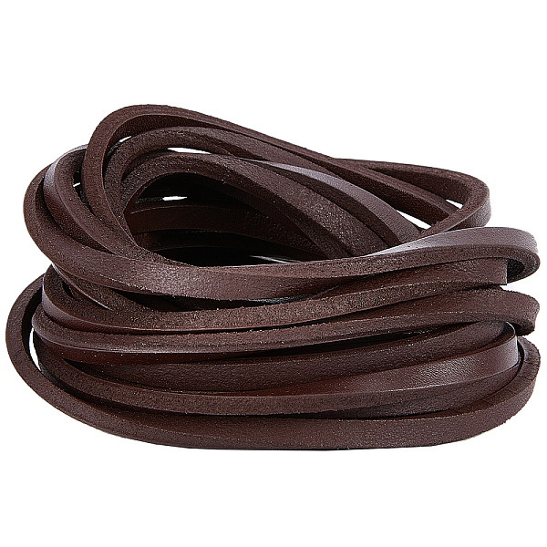 

PandaHall Gorgecraft Flat Cowhide Leather Cord, for Jewelry Making, Coconut Brown, 7x4mm Cowhide Flat