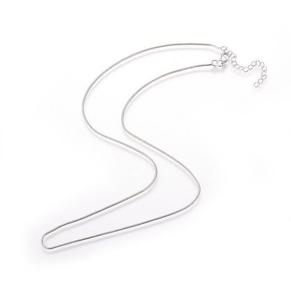 

PandaHall Brass Round Snake Chains Necklace Making, Platinum, 17.72~18.11 inch(45~46cm), 1mm Brass