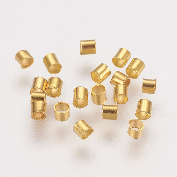 

PandaHall Brass Crimp Beads, Tube, Golden, 2x2x0.15mm, Hole: 1.5mm Brass Tube