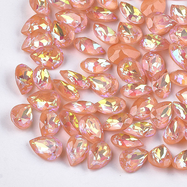 

PandaHall Pointed Back Resin Rhinestone Cabochons, Faceted, teardrop, Orange, 13.5~14x9.5~10x5.5mm, about 220pcs/bag Resin Teardrop Orange