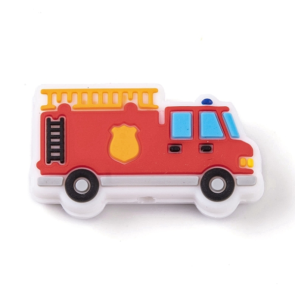 

PandaHall Food Grade Eco-Friendly Cartoon Vehicle Silicone Focal Beads, Silicone Teething Beads, Fire Fighting Truck, Red, 17x30x8mm, Hole...