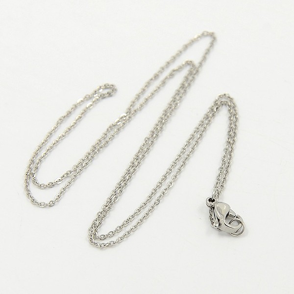 

PandaHall Stainless Steel Necklaces, with Lobster Claw Clasps, Stainless Steel Color, 17.7 inch(45cm) Stainless Steel