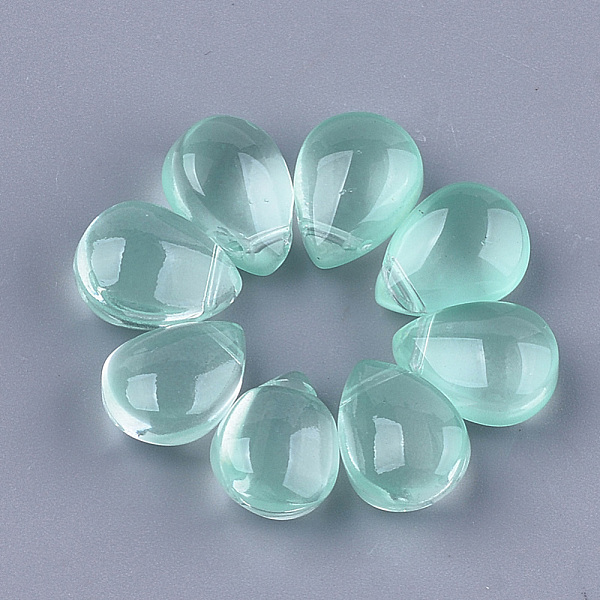 

PandaHall Transparent Spray Painted Glass Charms, teardrop, Medium Aquamarine, 12x9x7mm, Hole: 1mm Glass Teardrop Green