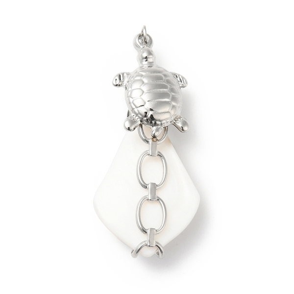 

PandaHall Natural White Shell Pendants, Teardrop Charm, with Stainless Steel Color Plated 304 Stainless Steel Tortoise Findings and Jump...