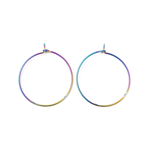 

PandaHall 316 Surgical Stainless Steel Hoop Earrings Findings, Wine Glass Charms Rings, Rainbow Color, 21 Gauge, 25x0.7mm, Pin: 0.6mm 316...