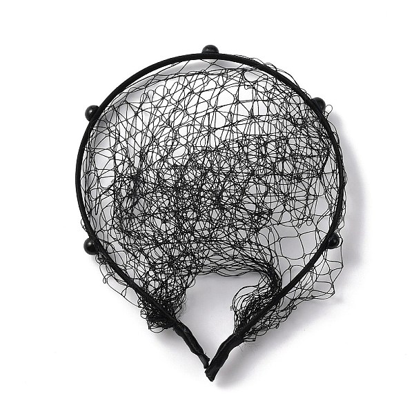 

PandaHall Bridal Pearl Mesh Veil Cloth Hair Bands, Hair Accessories for Women, Black, Inner Diameter: 128x110mm Cloth Black