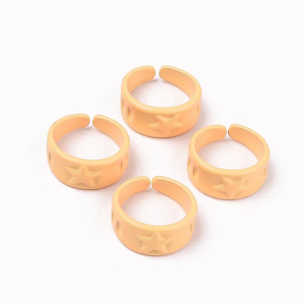 

PandaHall Spray Painted Alloy Cuff Rings, Open Rings, Cadmium Free & Lead Free, Star, Orange, US Size 5 3/4(16.3mm) Alloy Orange