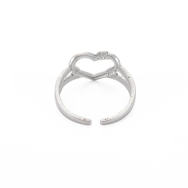 

PandaHall 304 Stainless Steel Open Heart Cuff Ring for Women, Stainless Steel Color, US Size 6 3/4(17.1mm) 304 Stainless Steel