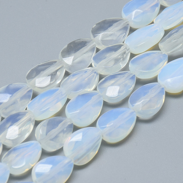 

PandaHall Opalite Bead Strands, Faceted, teardrop, 11x8x4~5mm, Hole: 1mm, about 18pcs/strand, 7.8 inch Opalite Teardrop