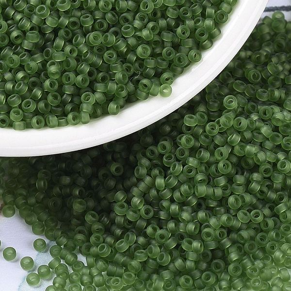 

PandaHall MIYUKI Round Rocailles Beads, Japanese Seed Beads, 15/0, (RR158F) Matte Transparent Olive, 1.5mm, Hole: 0.7mm, about 27777pcs/50g..., Green