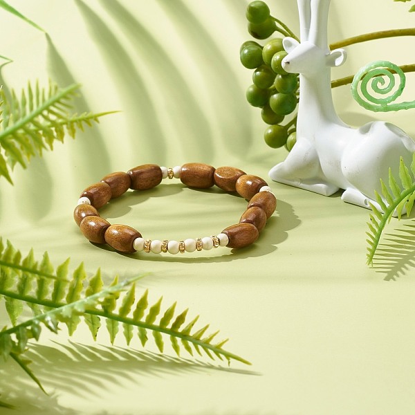 

PandaHall Spray Painted Natural Maple Wood Beaded Bracelet for Men Women, Synthetic Turquoise(Dyed) Beads Bracelet, Saddle Brown, Inner...
