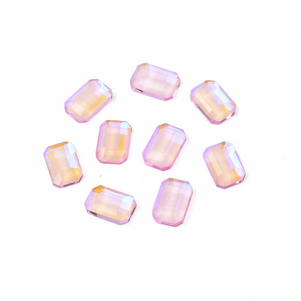 

PandaHall Glass Rhinestone Cabochons, Nail Art Decoration Accessories, Faceted, Rectangle Octagon, Pink, 6x4x1.5mm Glass Octagon Pink