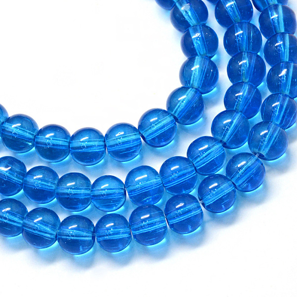 

PandaHall Baking Painted Transparent Glass Round Bead Strands, Royal Blue, 6.5mm, Hole: 1.5mm, about 135~140pcs/strand, 31.8 inch Glass...