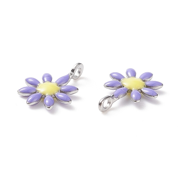 

PandaHall 304 Stainless Steel Charms, with Enamel, Stainless Steel Color, Flower, Lilac, 10x7.5x2mm, Hole: 1mm Stainless Steel+Enamel Flower..., Purple
