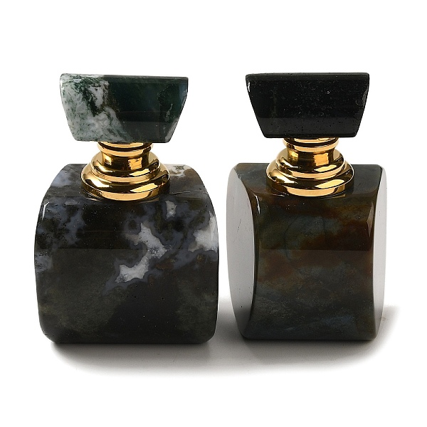 

PandaHall Natural Moss Agate Dropper Perfume Bottles, with Golden Tone 304 Stainless Steel Findings, SPA Aromatherapy Essemtial Oil Empty...