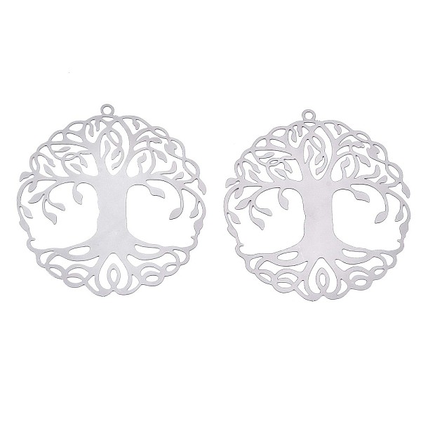 

PandaHall 201 Stainless Steel Filigree Pendants, Etched Metal Embellishments, Tree of Life, Stainless Steel Color, 43x40x0.3mm, Hole: 1.6mm...