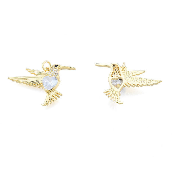 

PandaHall Brass Micro Pave Clear Cubic Zirconia Pendants, with Jump Rings, Nickel Free, Bird, Real 18K Gold Plated, 21x31x4.5mm, Jump Ring...