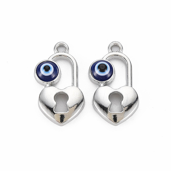 

PandaHall Alloy Enamel Pendants, Platinum, Cadmium Free & Lead Free, Lock with Evil Eye, Dark Blue, 23x11.5x4mm, Hole: 1.6mm Alloy+Enamel...