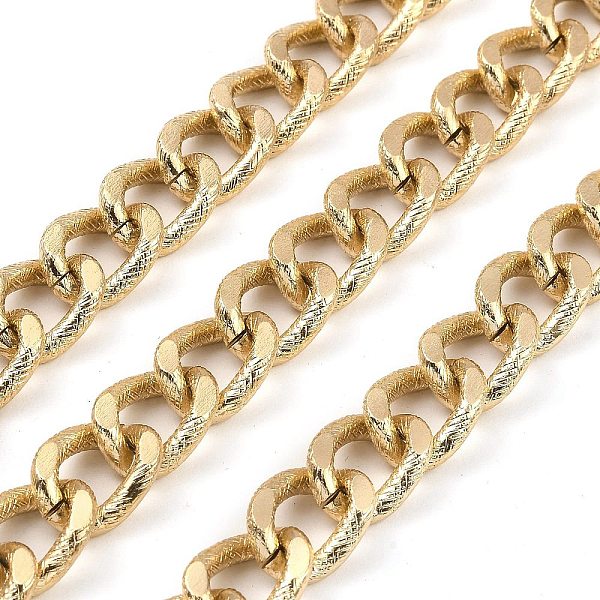 

PandaHall Aluminium Curb Chains, Unwelded, with Spool, Light Gold, 17x13x3mm, about 32.81 Feet(10m)/Roll Aluminum
