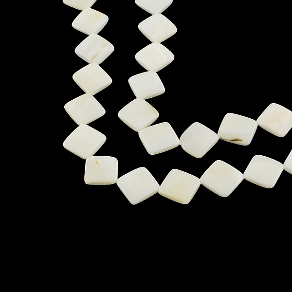 

PandaHall Rhombus Natural Sea Shell Beads Strands, 10~12x10~12x2.5~3mm, Hole: 1mm, about 38pcs/strand, 15.3 inch Other Sea Shell Rhombus