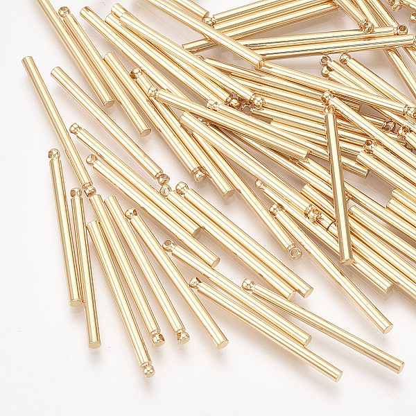 

PandaHall Brass Bar Pendants, Column, Real 18K Gold Plated, 30x2mm, Hole: 0.8mm Brass Column