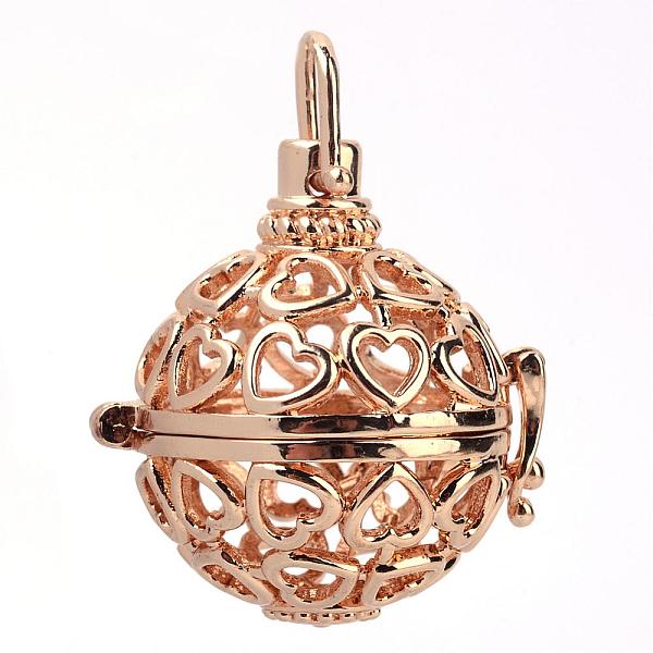

PandaHall Rack Plating Brass Cage Pendants, For Chime Ball Pendant Necklaces Making, Hollow Round with Heart, Light Gold, 30x29x24mm, Hole...