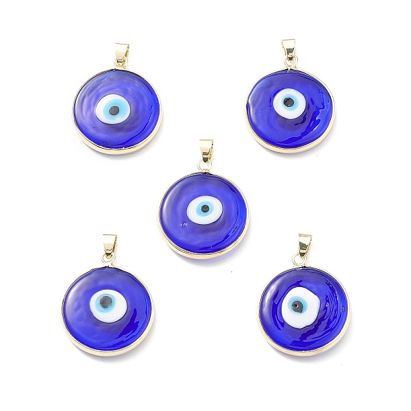 

PandaHall Handmade Evil Eye Lampwork Pendants, with Rack Plating Light Gold Tone Brass Findings, Long-Lasting Plated, Lead Free & Cadmium..., Blue