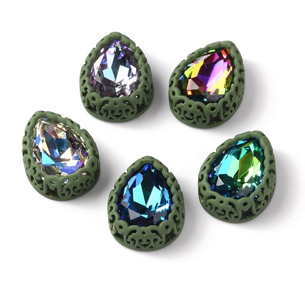 

PandaHall Sew on Rhinestone, Glass Rhinestone, with Brass Findings, Garments Accessories, Teardrop, Mixed Color, Teal, 16x12.5x6.5mm, Hole..., Cyan