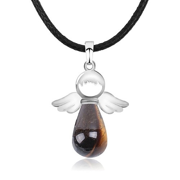 

PandaHall Angel Natural Tiger Eye Pendant Necklaces, No Size Tiger Eye Angel & Fairy