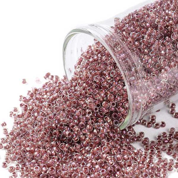 

PandaHall TOHO Round Seed Beads, Japanese Seed Beads, (186) Inside Color Luster Crystal/Terra Cotta Lined, 15/0, 1.5mm, Hole: 0.7mm, about..., Purple