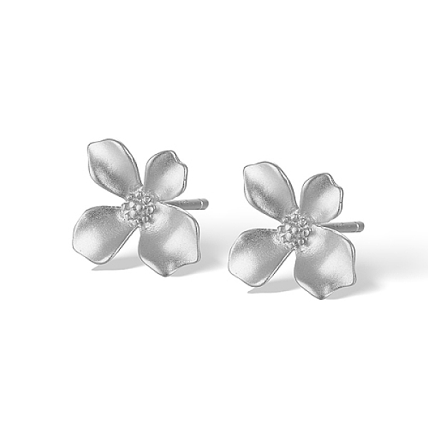 

PandaHall Sterling Sliver Stud Earrings for Women, Flower, Silver, 12x10mm Sterling Silver Flower