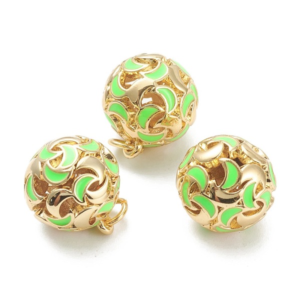 

PandaHall Brass Enamel Charms, with Jump Ring, Real 18K Gold Plated, Long-Lasting Plated, Round with Moon, Light Green, 14x12.5mm, Jump Ring...