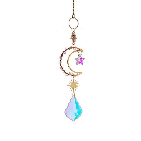 Glass & Brass Moon Star Pendant Decorations