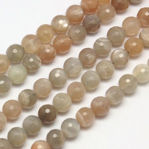 

PandaHall Natural Multi-Moonstone Beads Strands, Faceted, Round, 10mm, Hole: 1mm, about 39pcs/strand, 15.7 inch Multi-Moonstone Round Brown