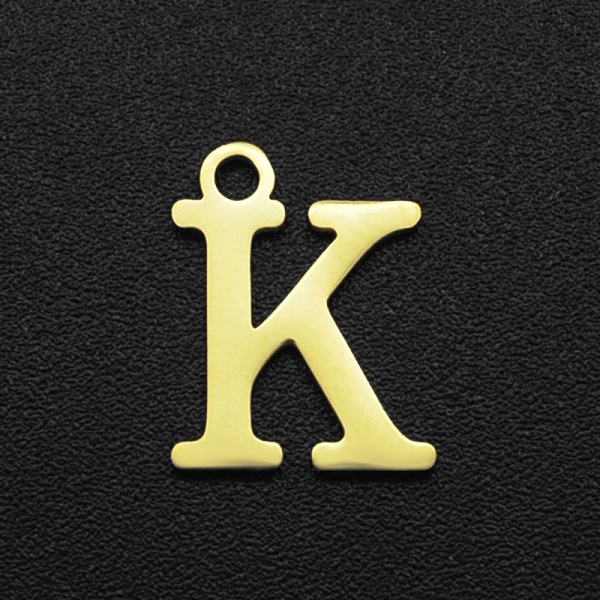 

PandaHall 201 Stainless Steel Charms, Laser Cut, Letter, Golden, Letter.K, 12x9.5x1mm, Hole: 1.5mm 201 Stainless Steel Letter K