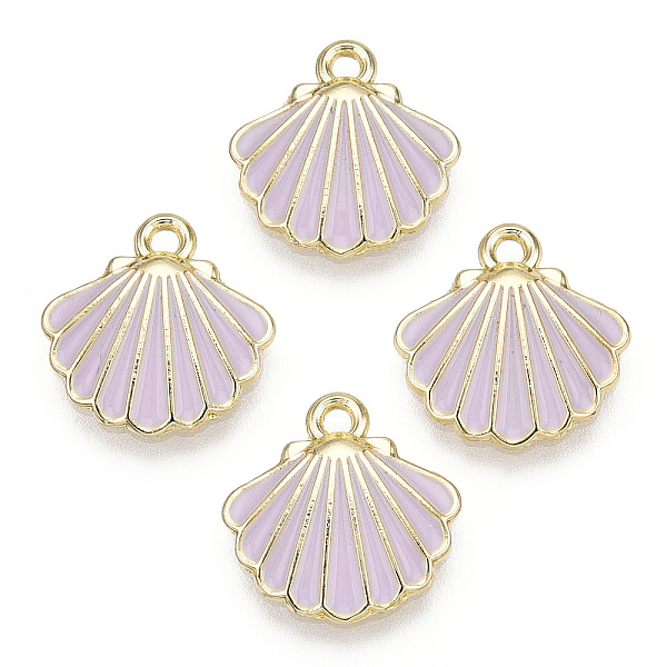 

PandaHall Alloy Enamel Charms, Light Gold, Scallop Shell Shape, Plum, 13x13x2mm, Hole: 1.5mm Alloy+Enamel Shell Shape Purple